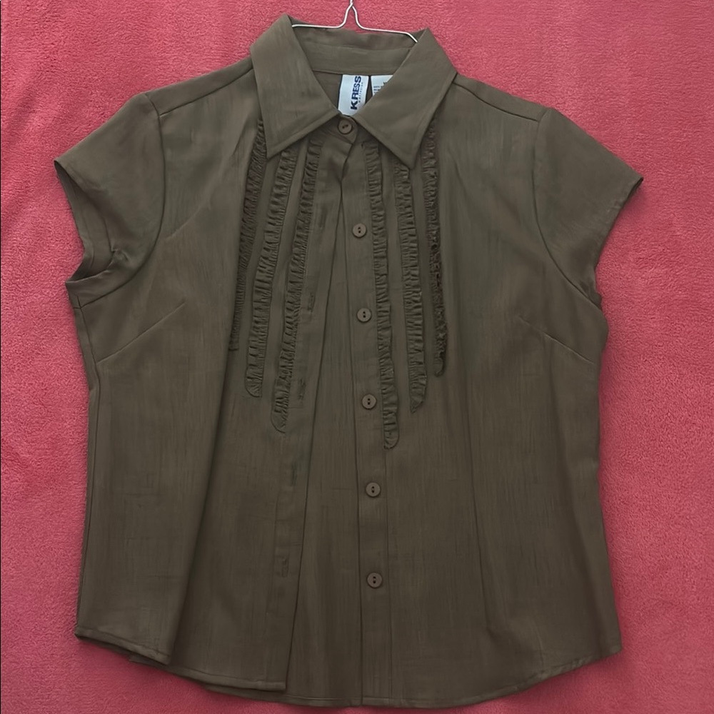 Elegant Brown Button-Down Shirt